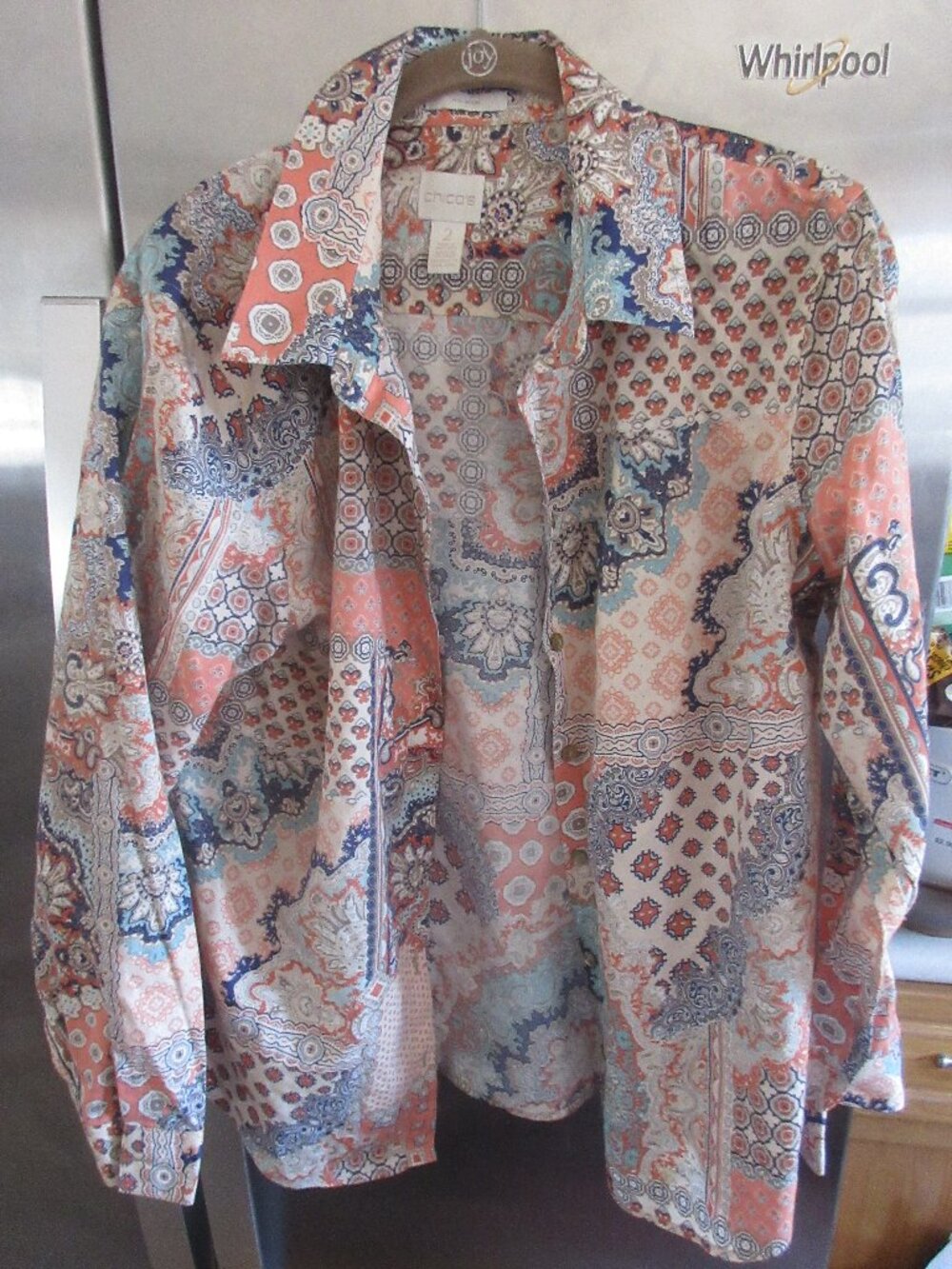 Chico’s  Paisley modern no iron m l 2 Cotton Button-Down Shirt